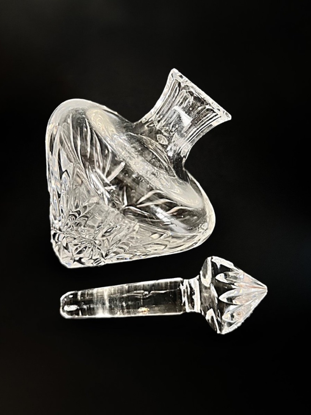 Vintage Elegant Cut Crystal Tilted Vanity Perfume Bottle w/ Glass Dauber ~Lovely